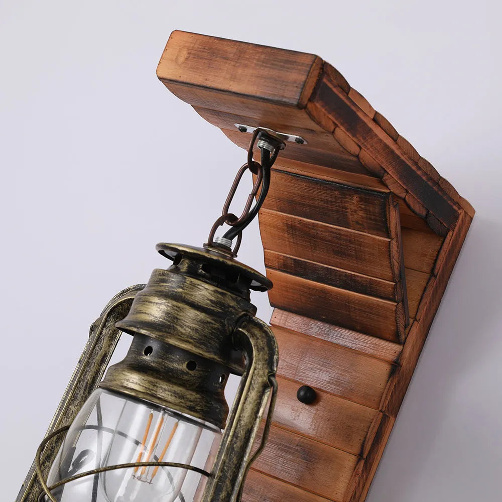 Orlena Wall Lamp Lantern Vintage Wooden Rustic - Sereilux
