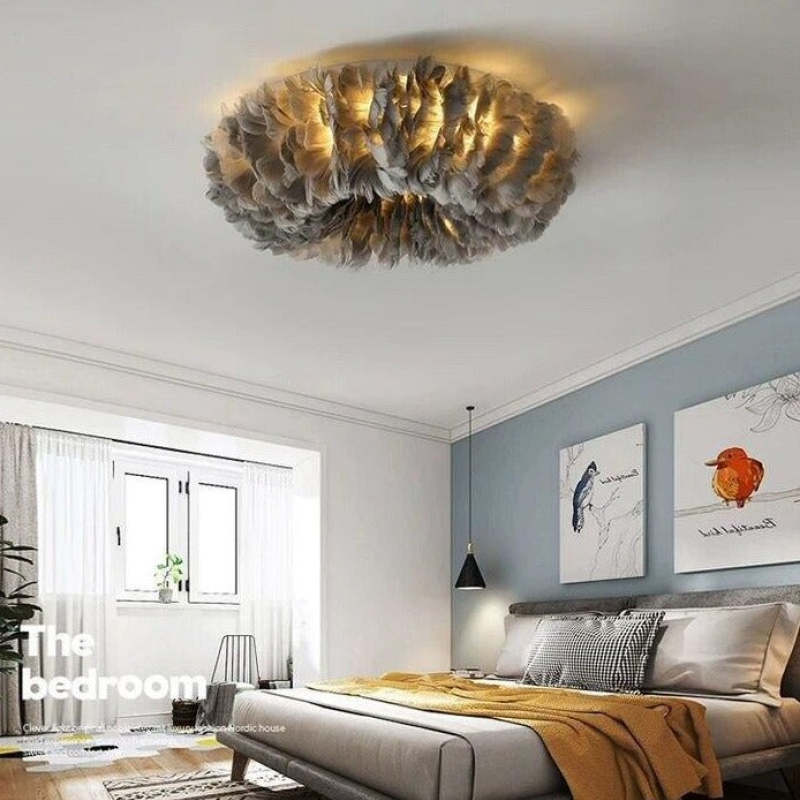 Velix Swan Feather Round Ceiling Light - Sereilux