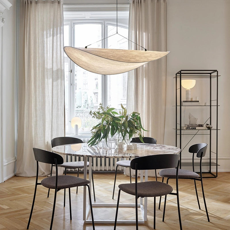 Evelor Suspension Géométrique Moderne Soie Blanc Salon-Luire