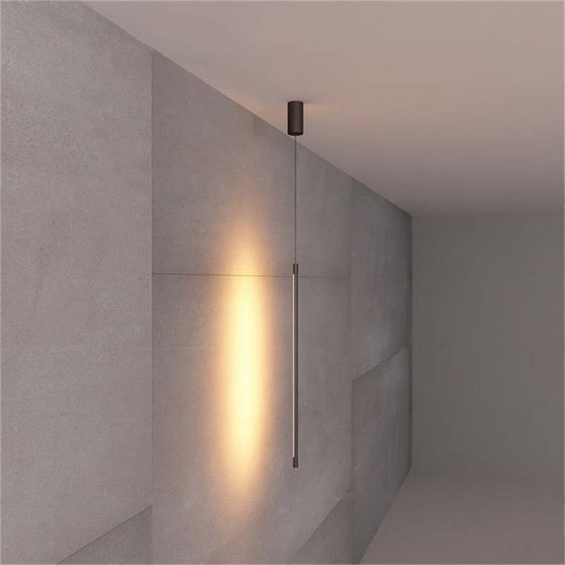 Tavix Minimalist Linear Pendant Light Bedside, Black - Sereilux