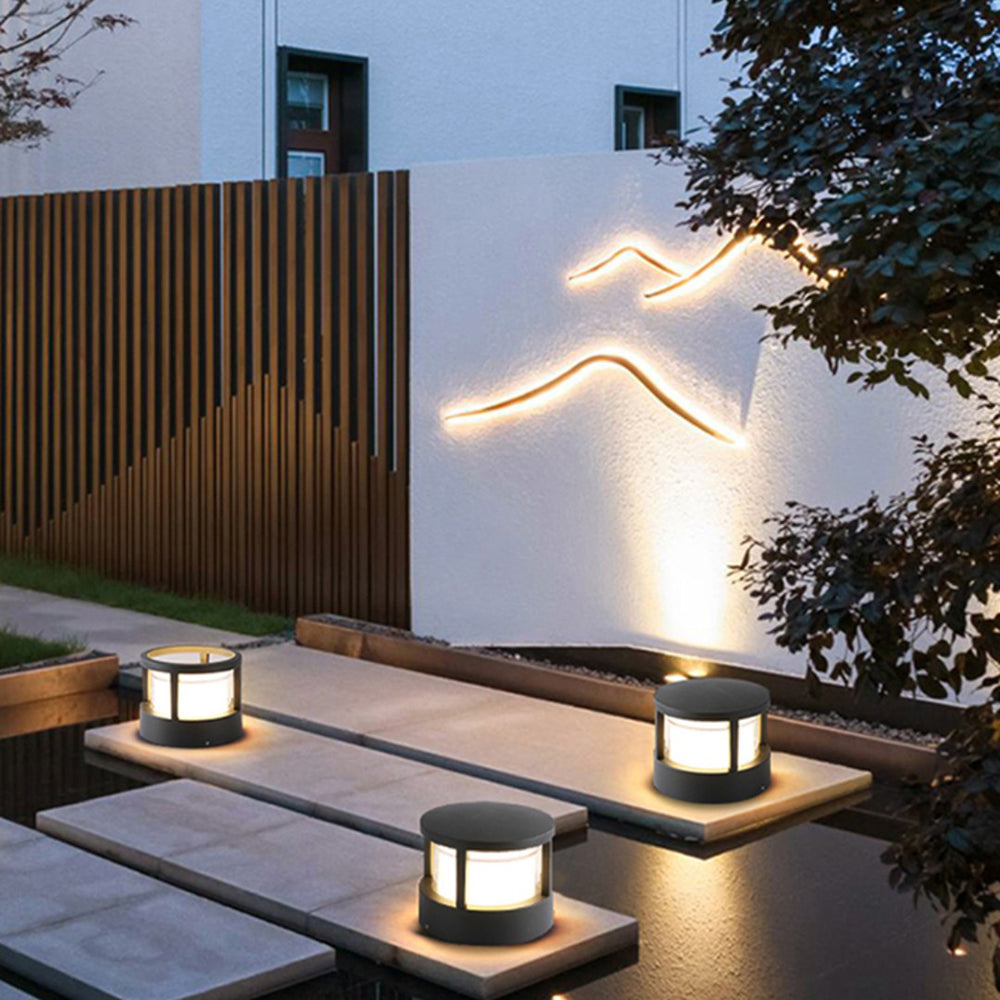 Alvian Outdoor Light Modern Cylindrical Bollard Black - Sereilux