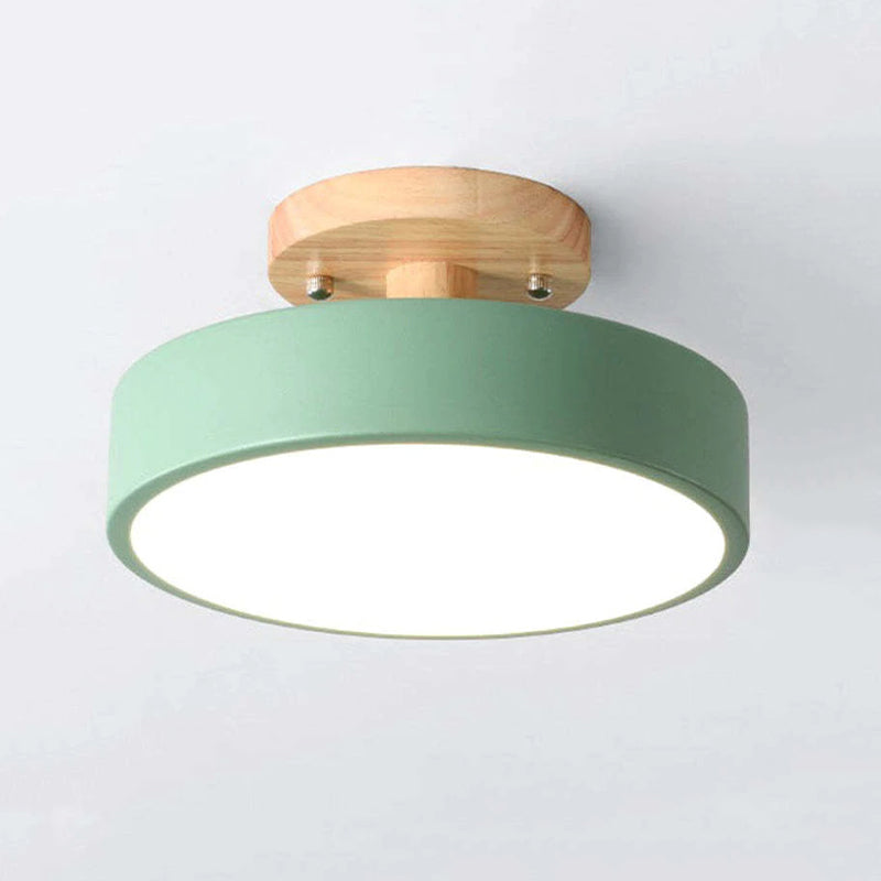 Zera Runde LED-Deckenleuchte Aufbaustrahler Modern Holz Bunt - Sereilux