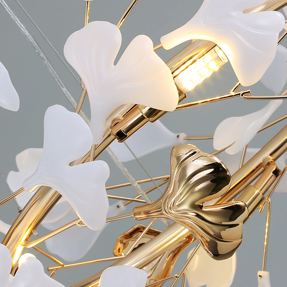 Tirex Suspension Feuille/Multi Moderne Métal/Céramique Doré/Blanc Salon-Luire
