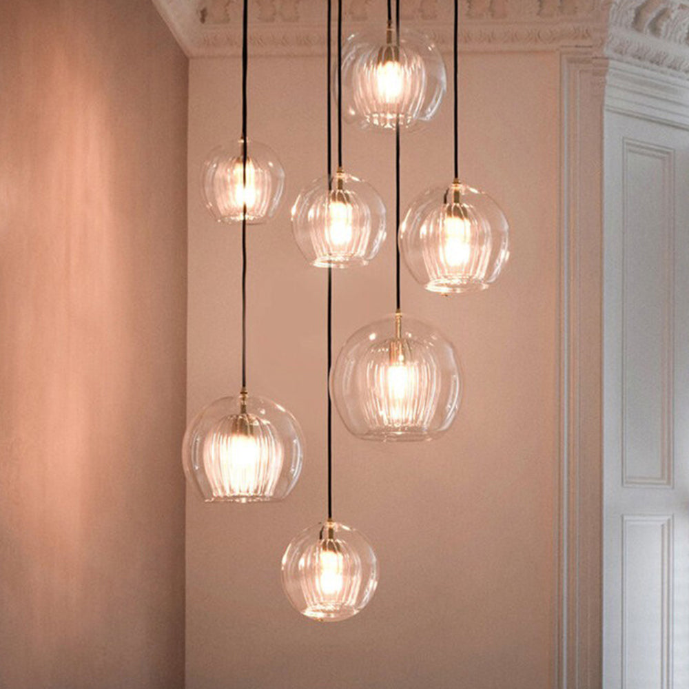 Eronix Suspension Bulle Nordique Verre Transparent/Doré Salon/Chambre-Luire