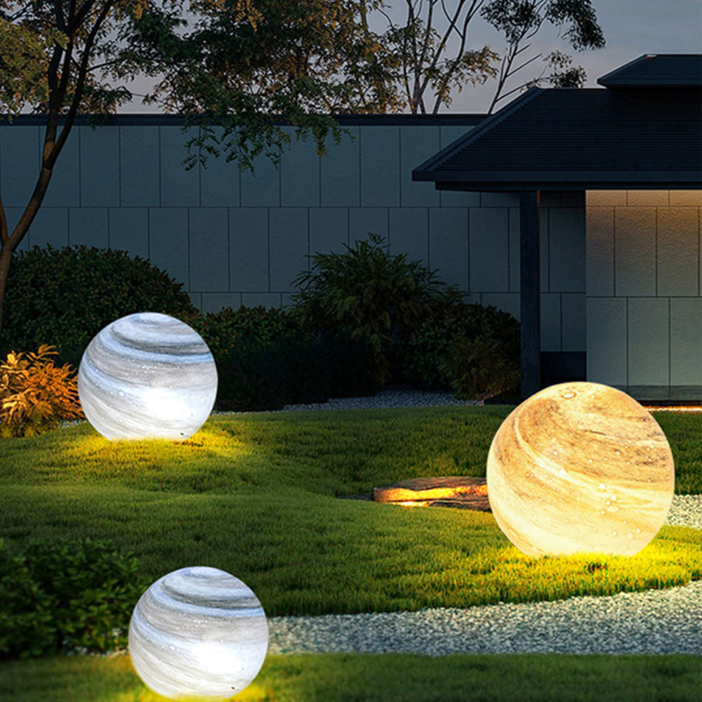 Korel Lampadaire Boule Moderne Bleu/Curry de Lait Jardin-Luire