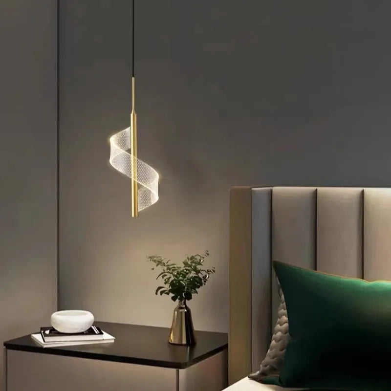 Alven Vintage Golden Ribbon Pendant Light, / - Sereilux