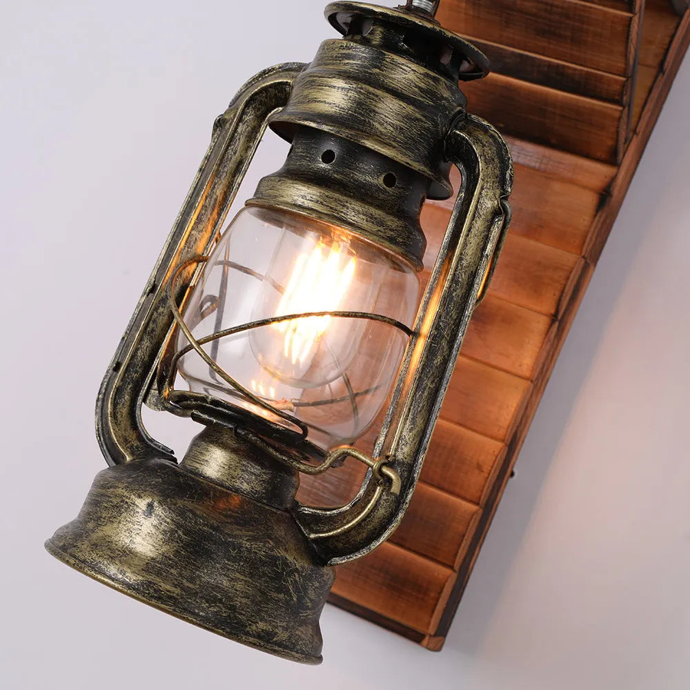 Orlena Wall Lamp Lantern Vintage Wooden Rustic - Sereilux