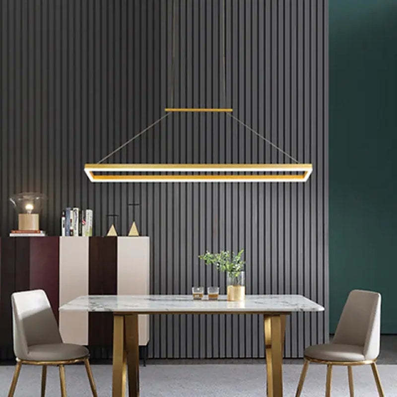 Lámpara colgante rectangular moderna Nexil, dorado/café - Sereilux