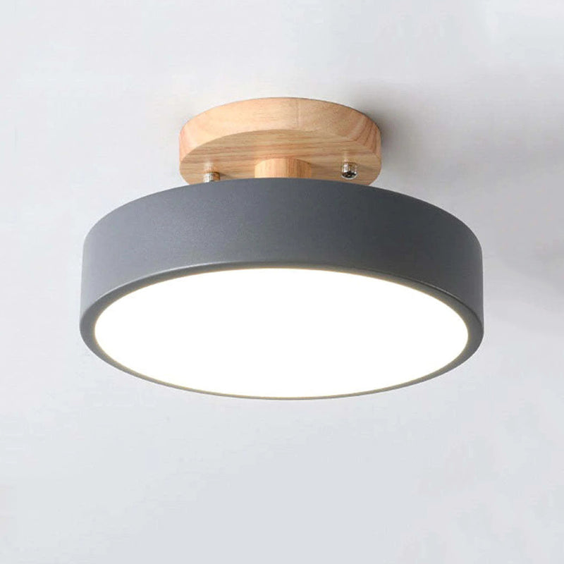 Zera Runde LED-Deckenleuchte Aufbaustrahler Modern Holz Bunt - Sereilux