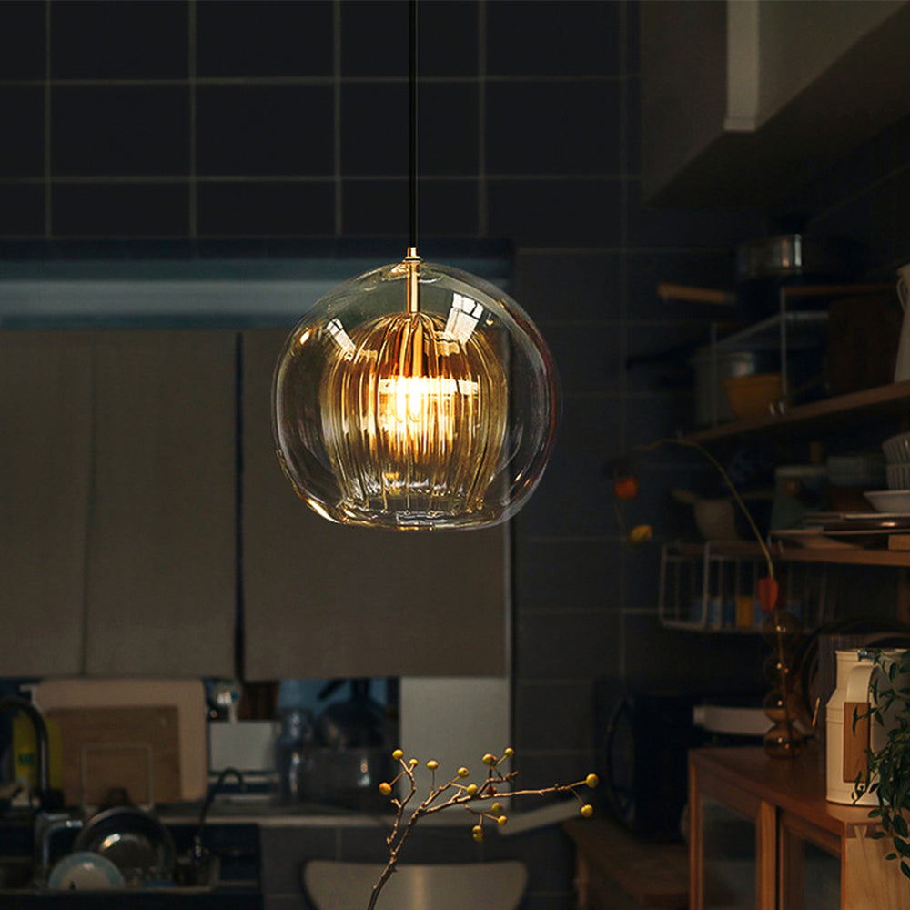 Althio Pendant Light Glass Globe Clear Amber - Sereilux