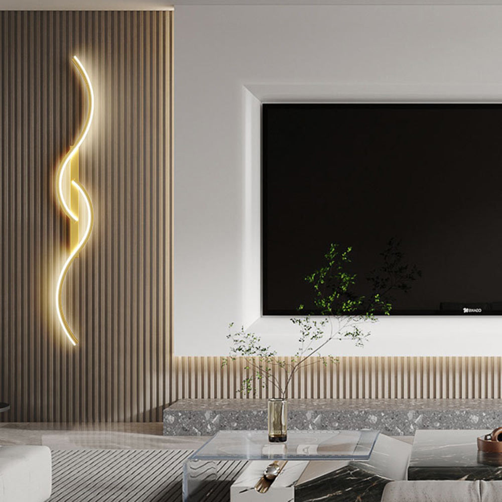 Rorel Applique Murale Vague Design Moderne Noir/Or Salon-Luire