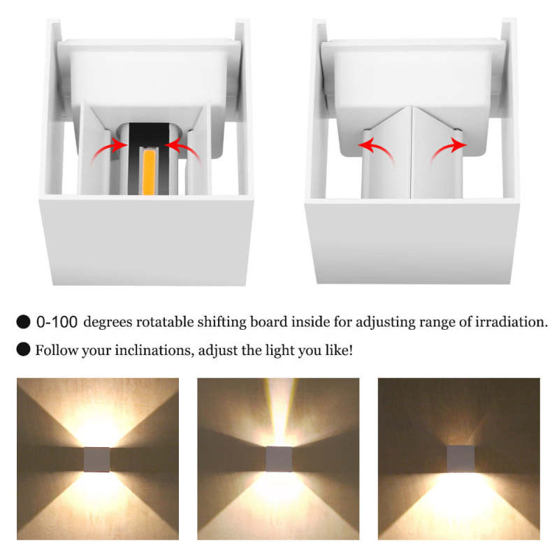 Lampă de perete exterioară pătrată modernă reglabilă Eronil cu LED - Sereilux