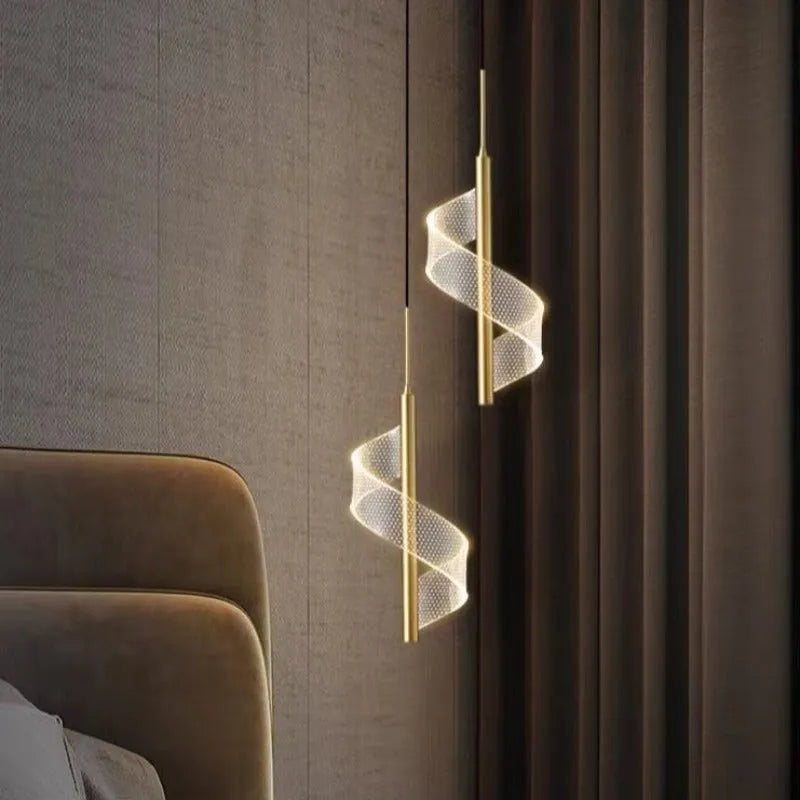 Alven Vintage Golden Ribbon Pendant Light, / - Sereilux
