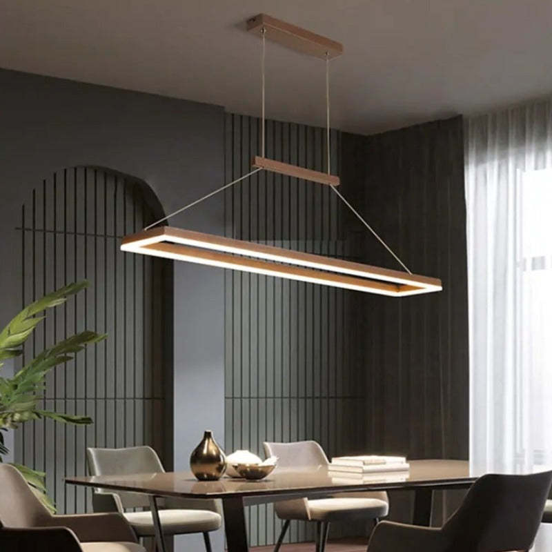 Lámpara colgante rectangular moderna Nexil, dorado/café - Sereilux