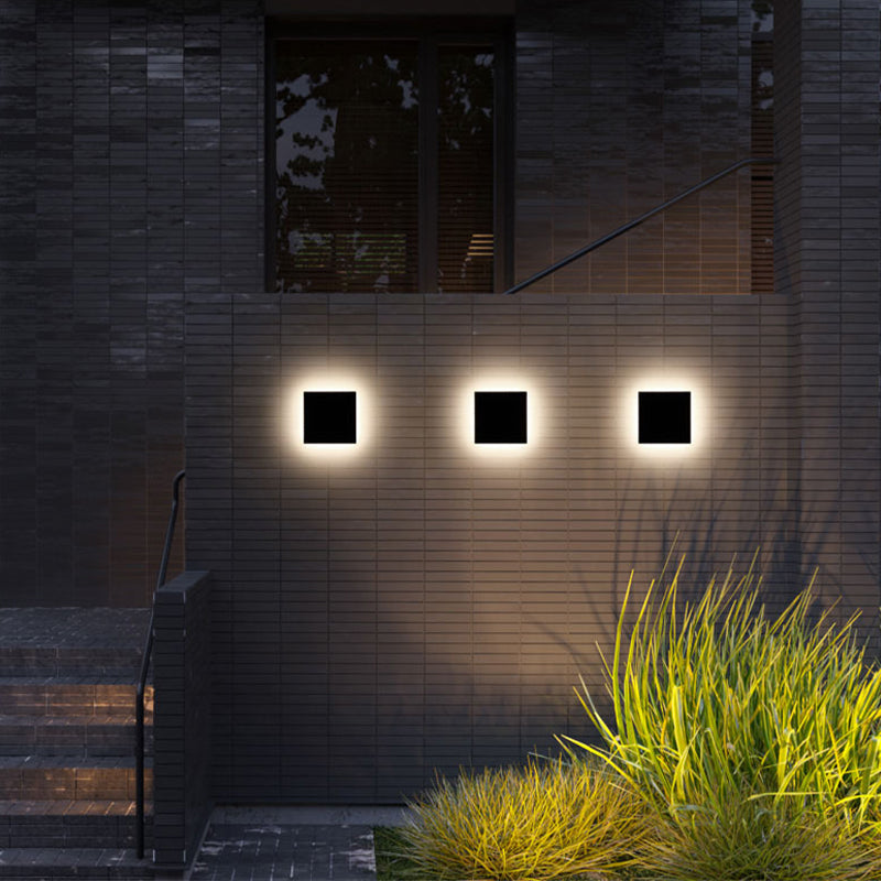 Dori Minimalistische runde/quadratische Außenwandleuchte LED, Schwarz/Weiß - Sereilux