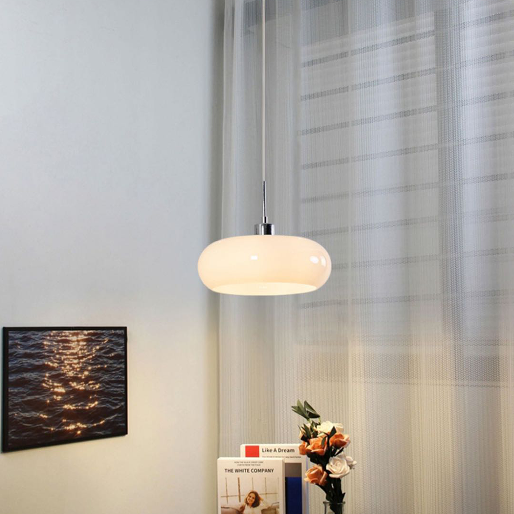 Vorenix Suspension Dôme Moderne Verre. Blanc/Orange. Salle de Bain-Luire