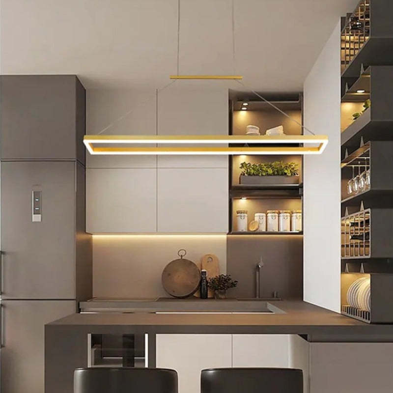 Lámpara colgante rectangular moderna Nexil, dorado/café - Sereilux
