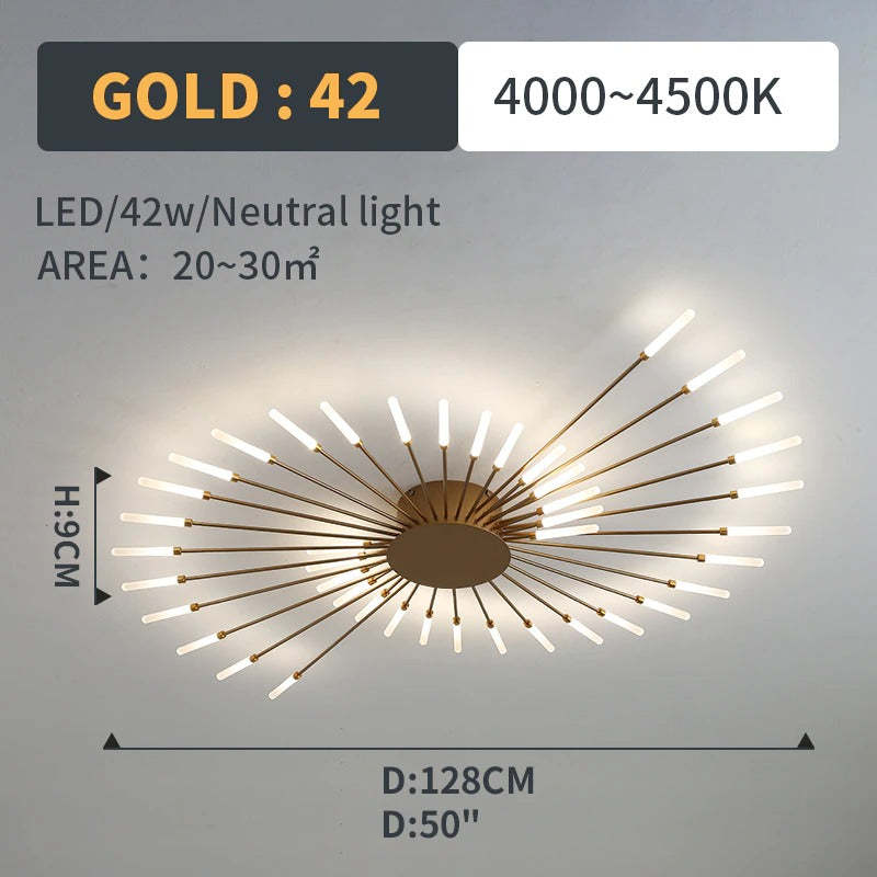 Plafoniera Kovon a Incasso Fuochi d'Artificio, Nero/Oro - Sereilux