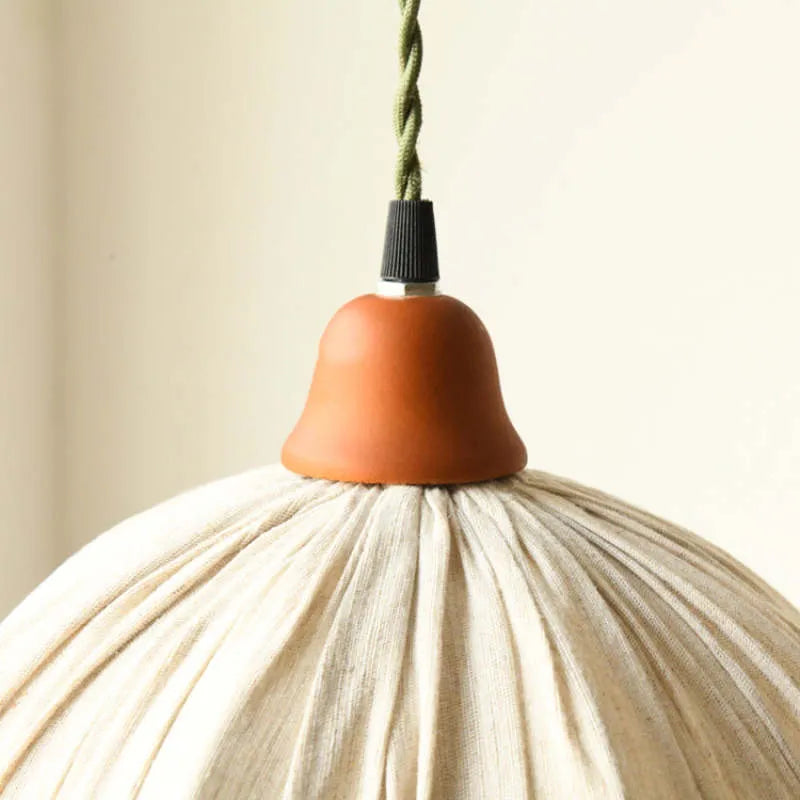 Teo Vintage Pendant Light Beige, Fabric - Sereilux