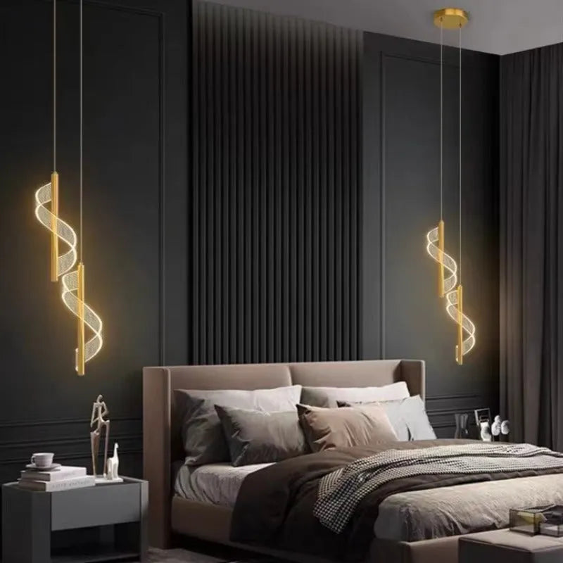Alven Vintage Golden Ribbon Pendant Light, / - Sereilux