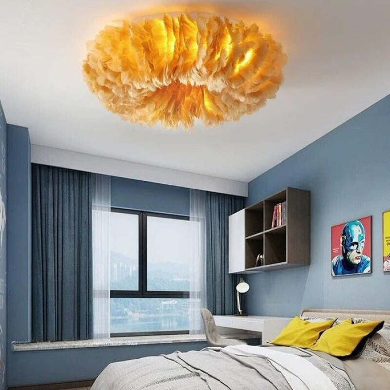 Velix Swan Feather Round Ceiling Light - Sereilux