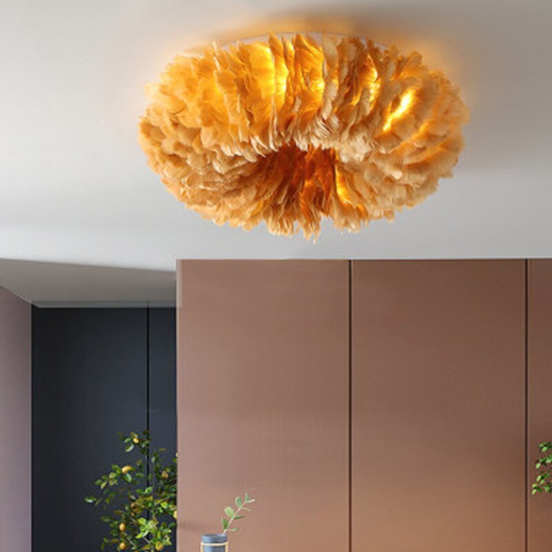 Velix Swan Feather Round Ceiling Light - Sereilux