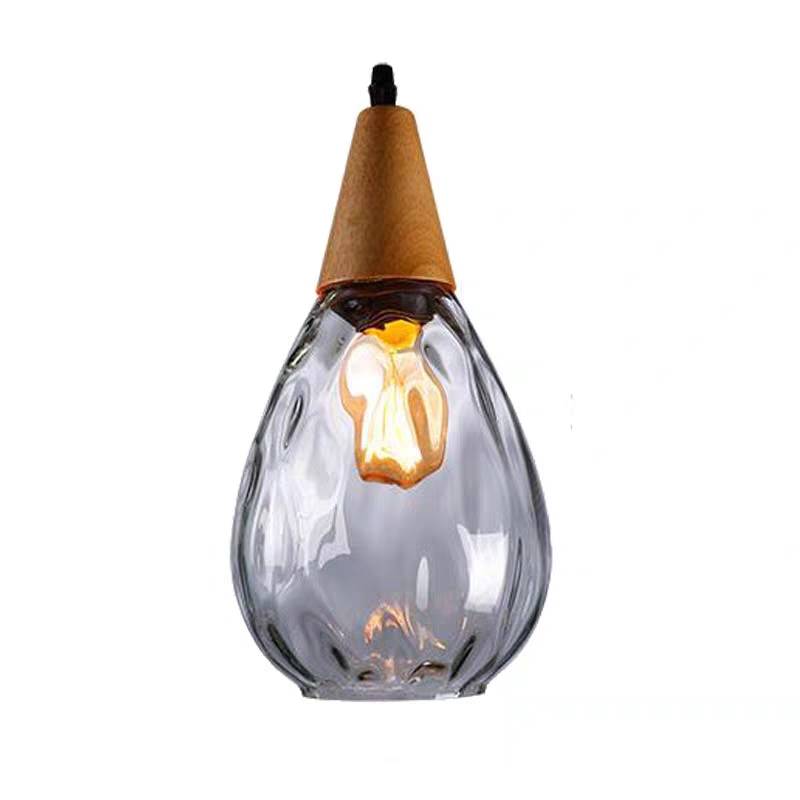 Alverin Pendelleuchte Glas Holz Bernstein - Sereilux