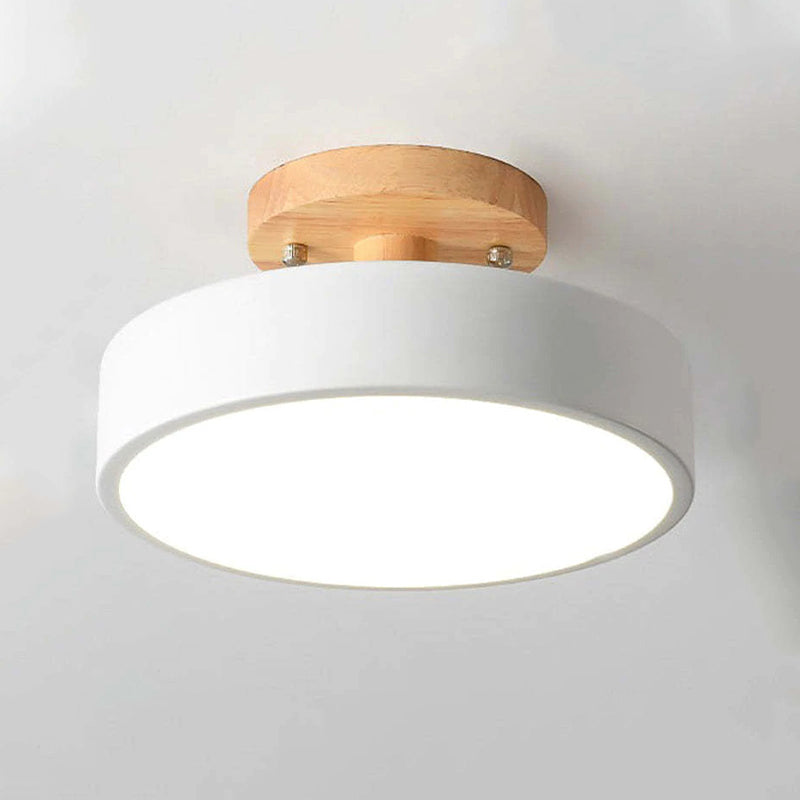 Zera Round LED Flush Mount Ceiling Light Modern Wood Colorful - Sereilux
