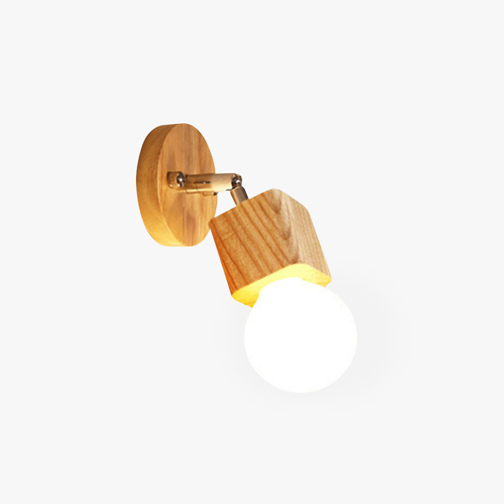 Kovonor Applique Murale LED Carrée Globe Réglable Naturelle Métal/Bois-Luire