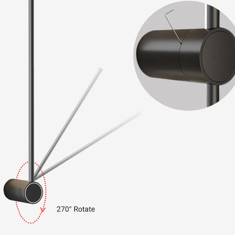 Ravel Minimalist Rotatable Linear Indoor Wall Lamp, Black - Sereilux
