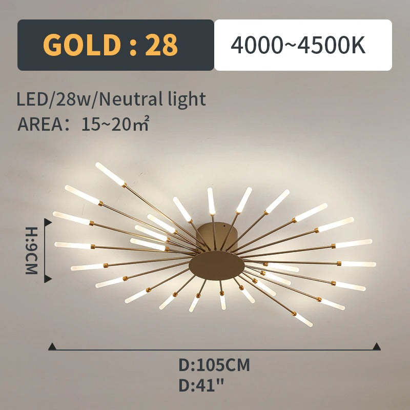 Plafoniera Kovon a Incasso Fuochi d'Artificio, Nero/Oro - Sereilux