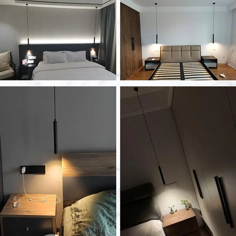 Lustră suspendată Selvor minimalistă liniară neagră - Sereilux