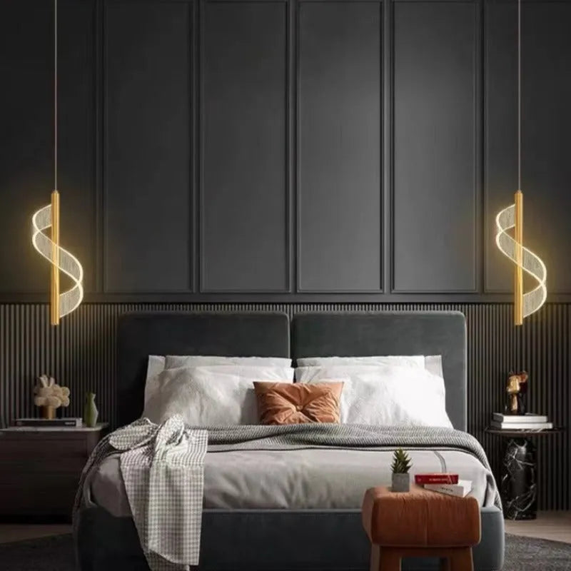 Alven Vintage Golden Ribbon Pendant Light, / - Sereilux