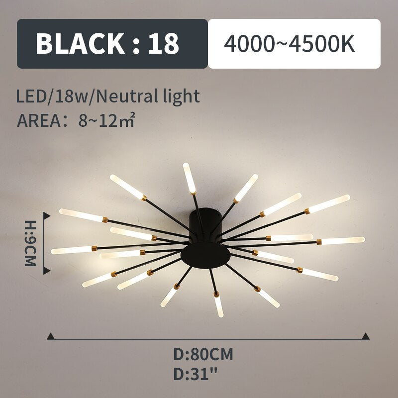Plafoniera Kovon a Incasso Fuochi d'Artificio, Nero/Oro - Sereilux