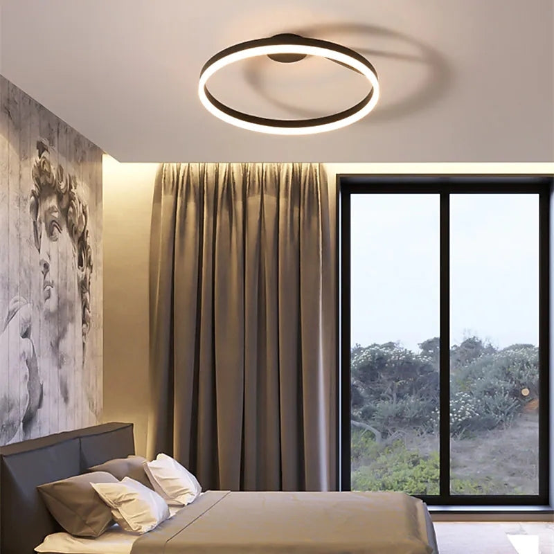 Luz de Teto de Montagem Rasa Solinor Modern Circle, Preto e Branco - Sereilux