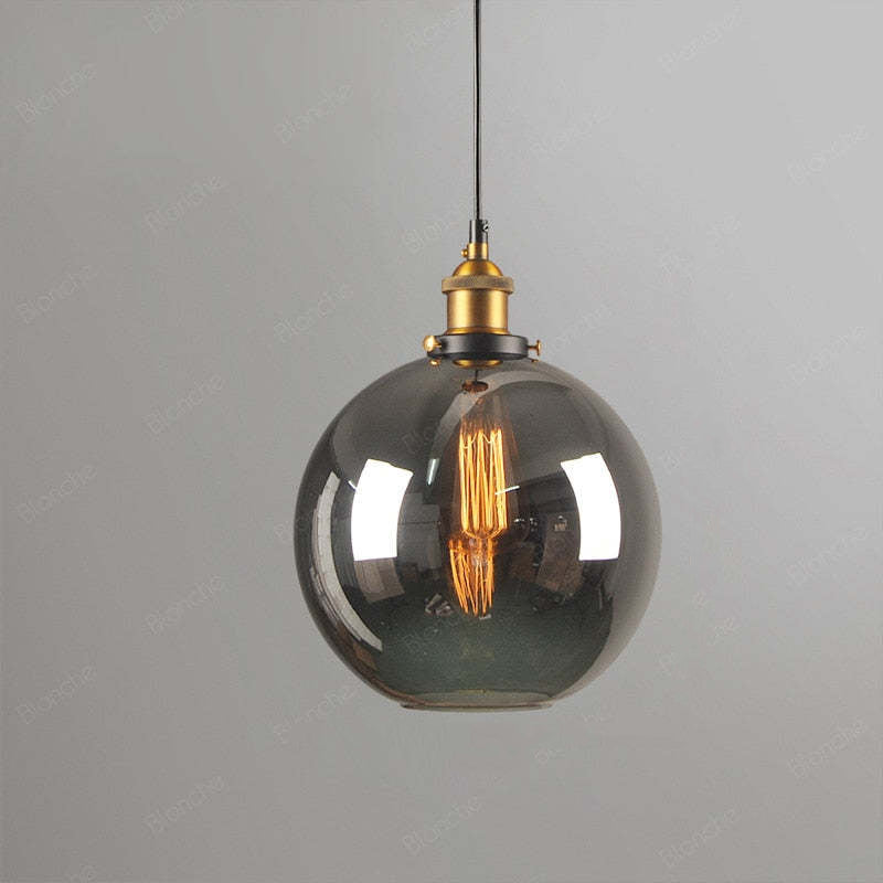 Siroven suspension Industriel en Verre. Clair/Ambre/Gris Fumé-Luire