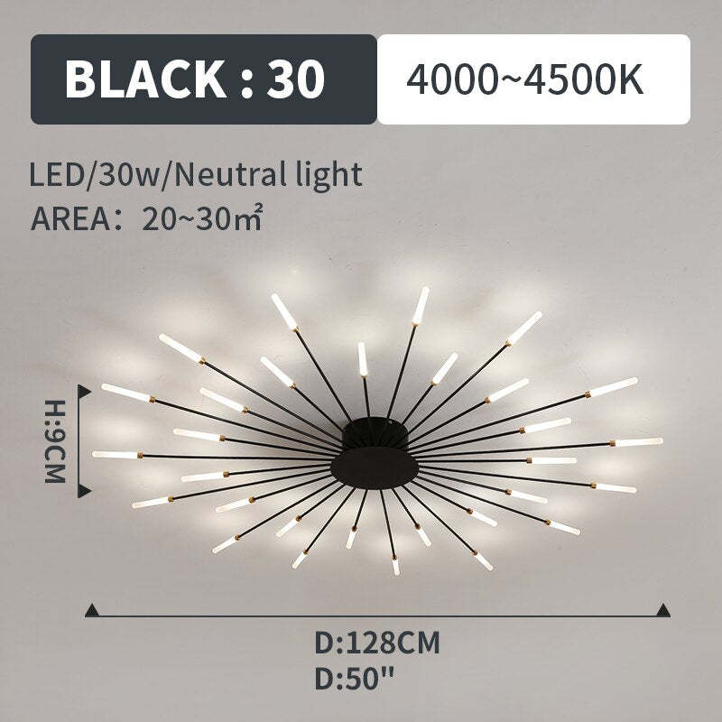 Plafoniera Kovon a Incasso Fuochi d'Artificio, Nero/Oro - Sereilux