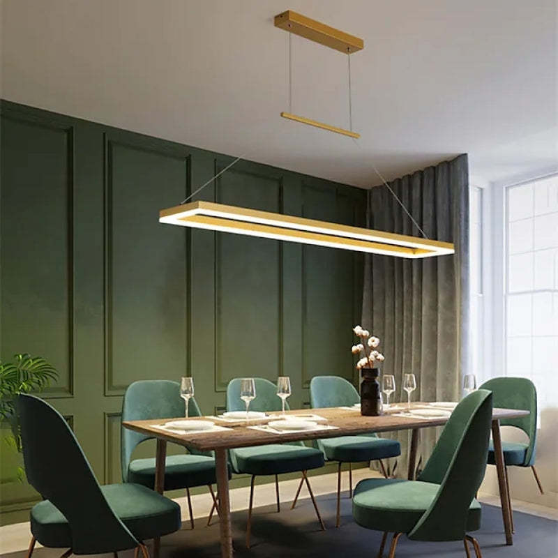 Nexil Modern Rectangular Hanging Pendant Light, Gold/Coffee - Sereilux
