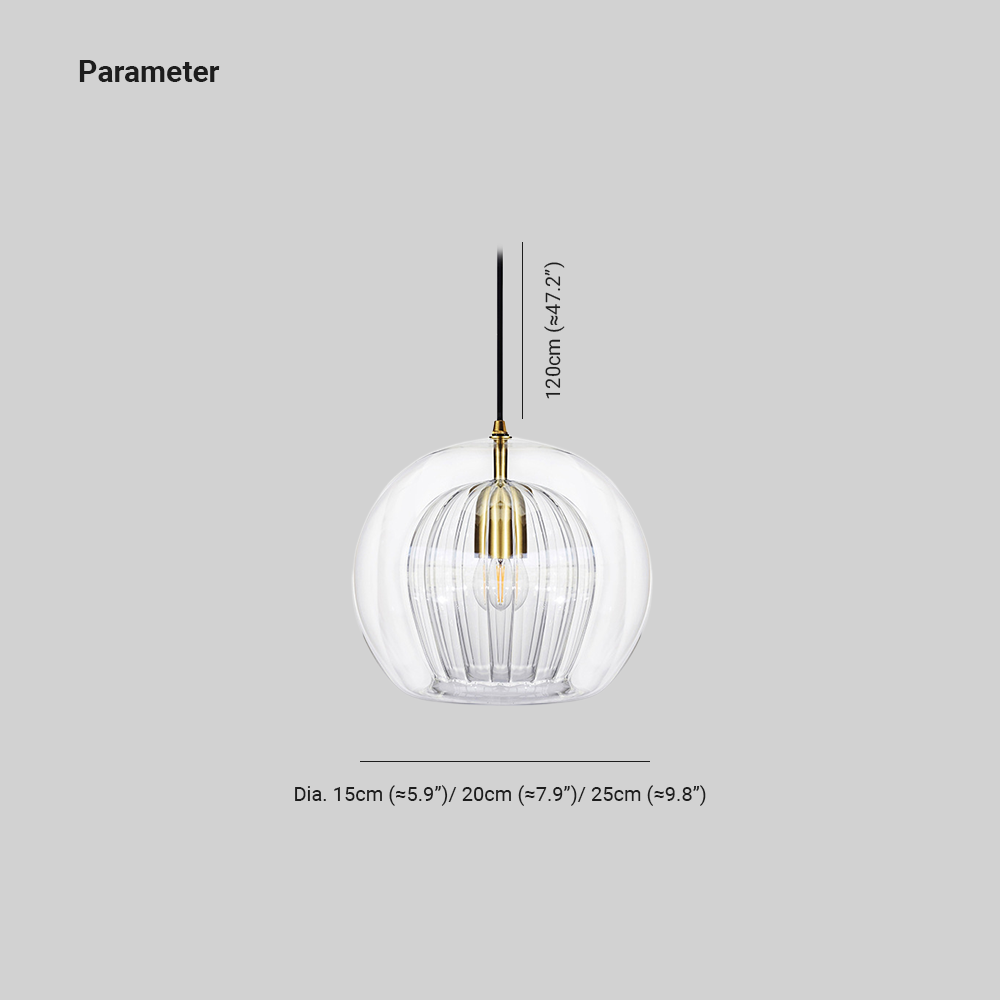 Eronix Suspension Bulle Nordique Verre Transparent/Doré Salon/Chambre-Luire