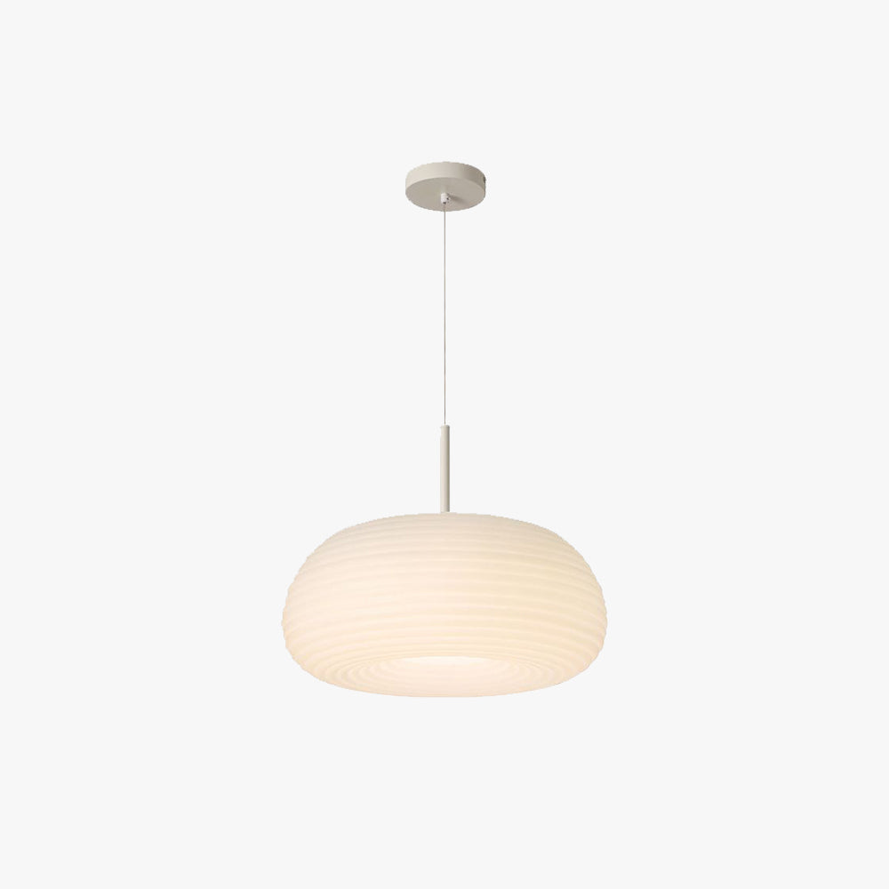 Zoriel Pendant Light White Glass Drum Shape - Sereilux