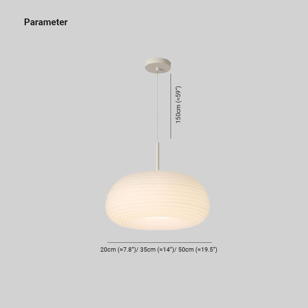 Zoriel Pendant Light White Glass Drum Shape - Sereilux