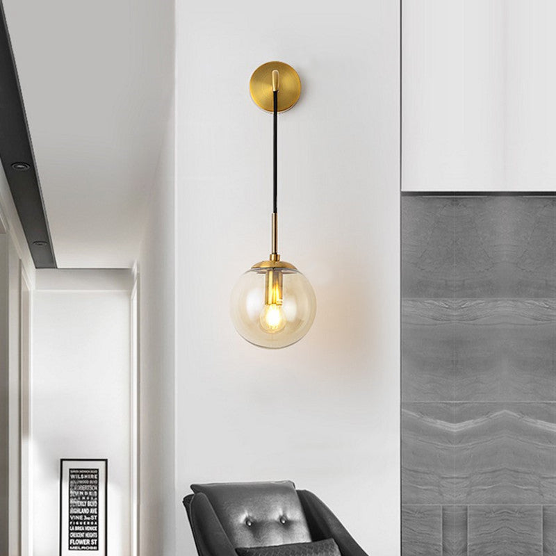 Avoxa Applique Murale Boule Nordique Moderne. Métal. Noir/Or. Salon-Luire