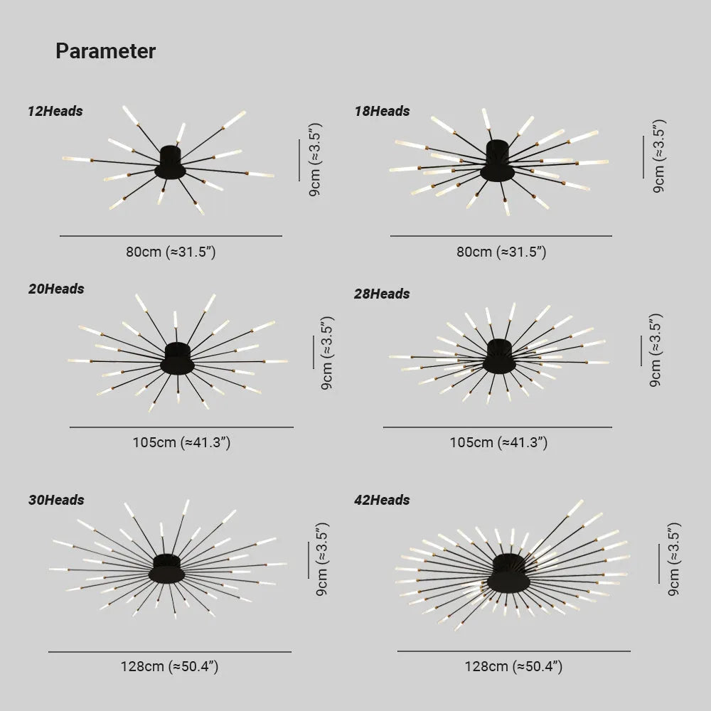 Plafoniera Kovon a Incasso Fuochi d'Artificio, Nero/Oro - Sereilux