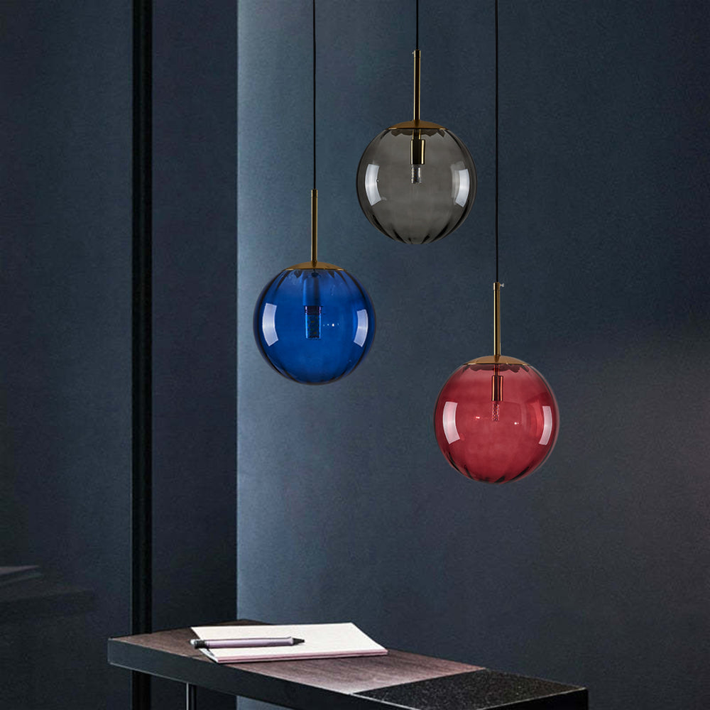 Elsyn pendel lampe globus glas moderne - Sereilux