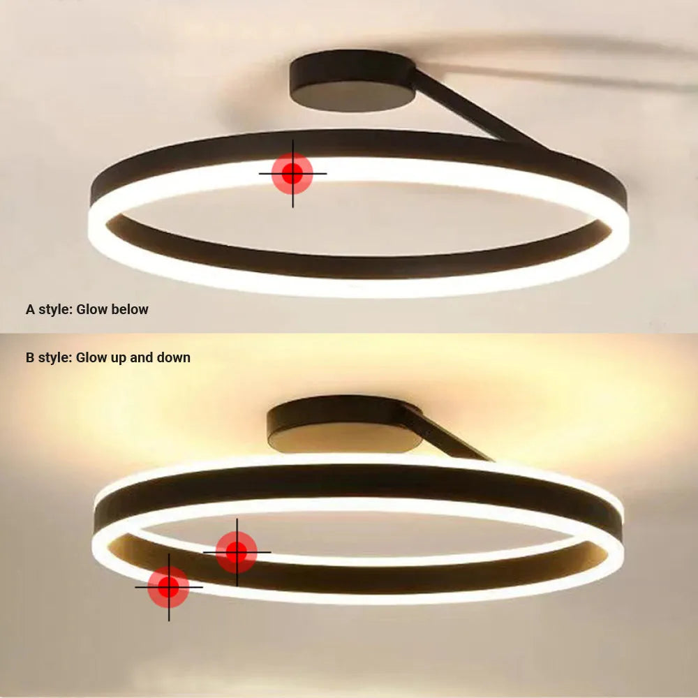 Luz de Teto de Montagem Rasa Solinor Modern Circle, Preto e Branco - Sereilux
