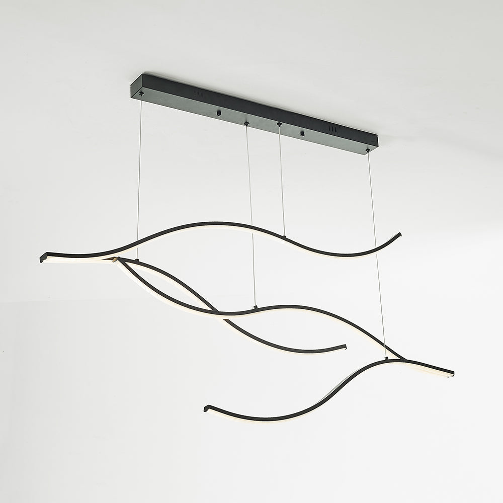 Tiroven Luminaires Suspension linéaire. LED Noir/Or. Salon-Luire