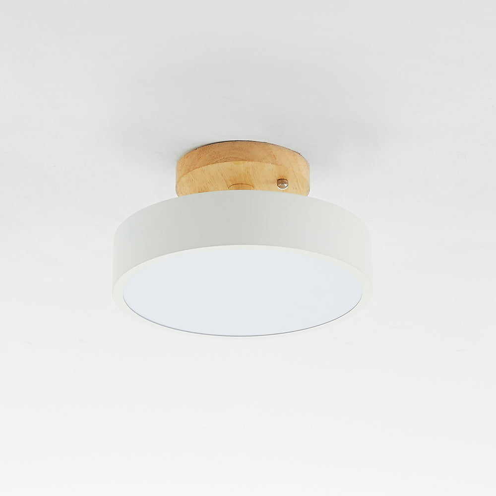 Zera Round LED Flush Mount Ceiling Light Modern Wood Colorful - Sereilux