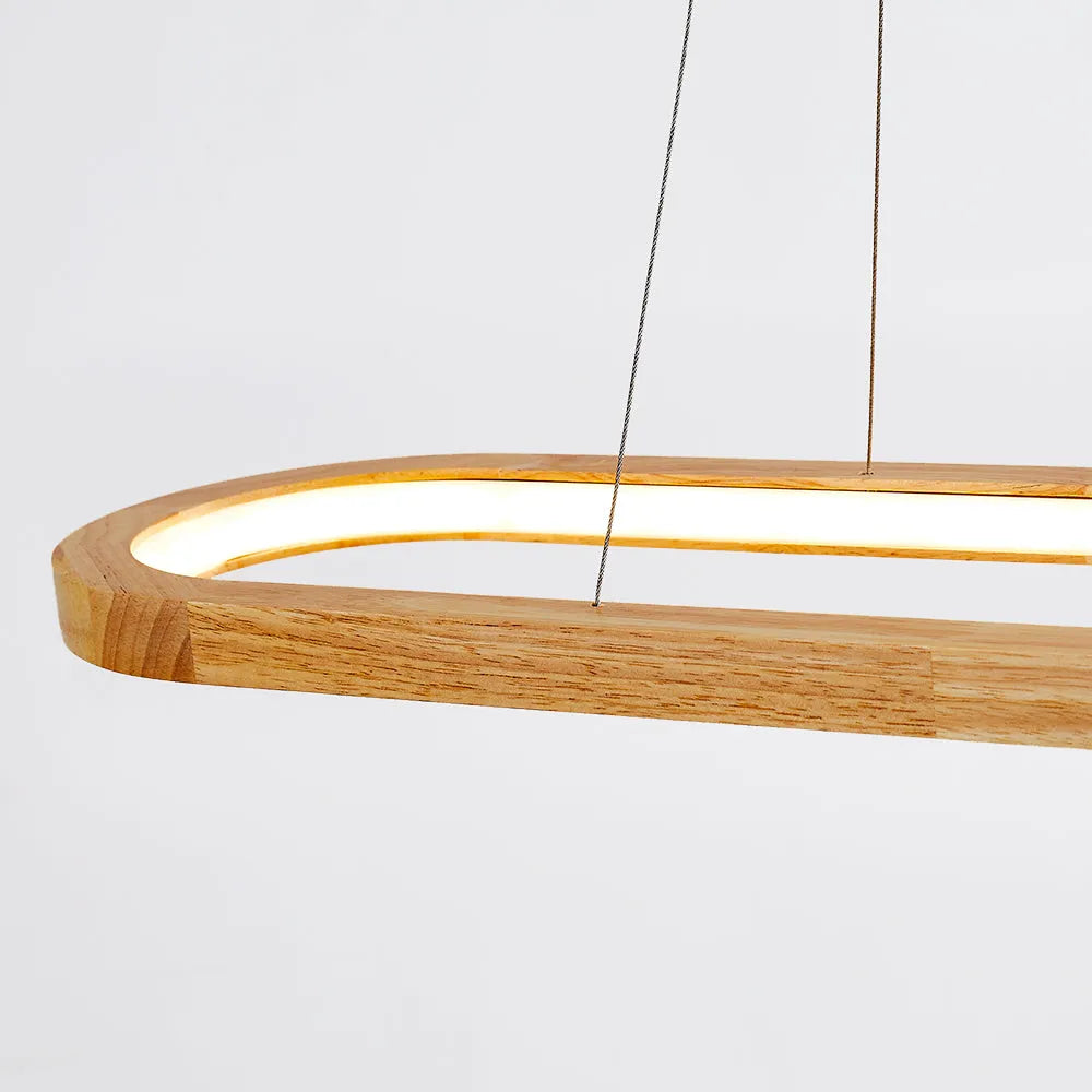 Lyraen Contemporary Oval Wooden Pendant Light - Sereilux