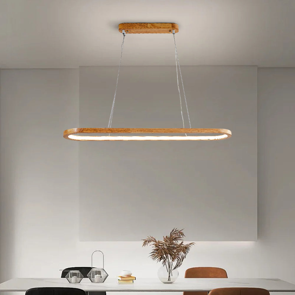 Lyraen Contemporary Oval Wooden Pendant Light - Sereilux