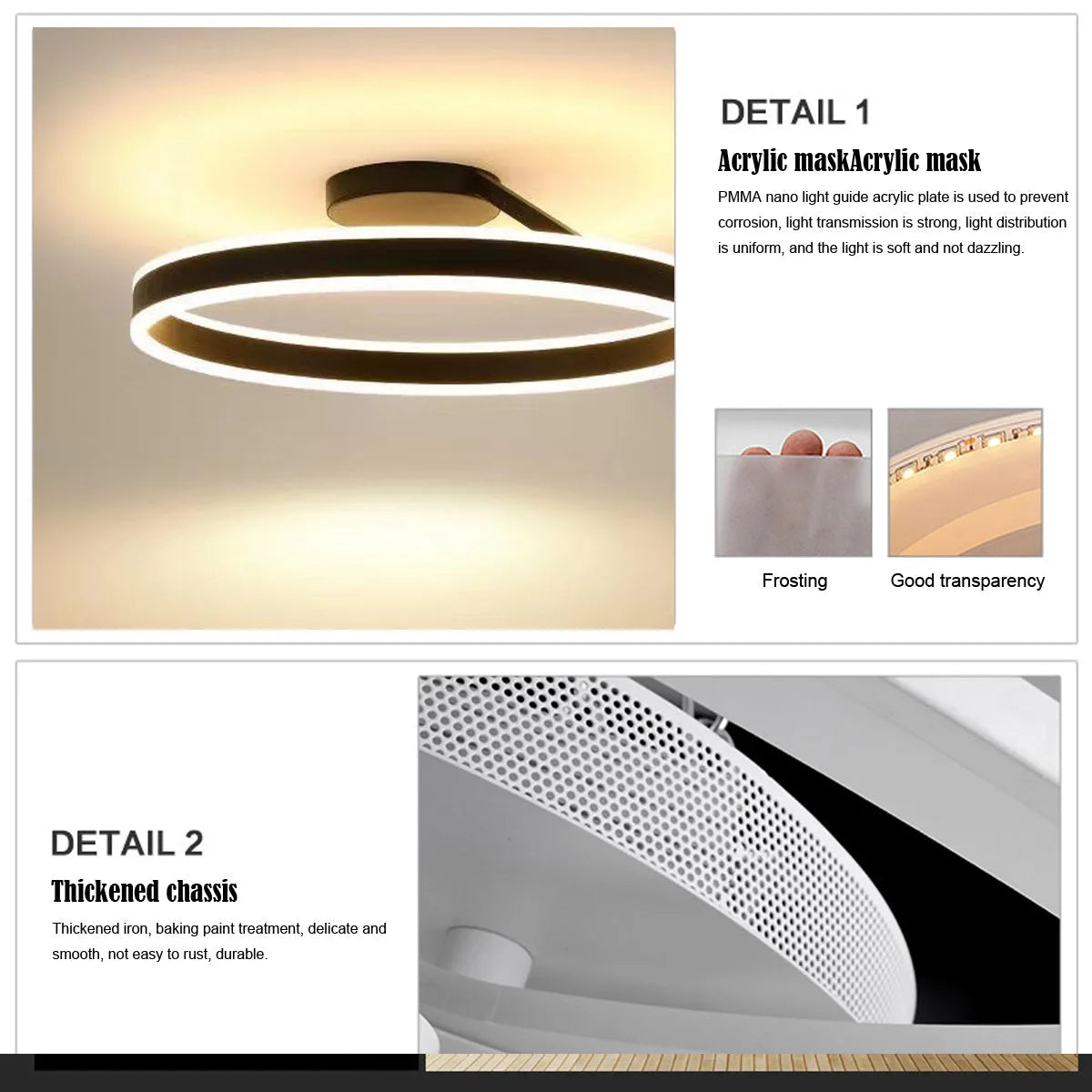 Luz de Teto de Montagem Rasa Solinor Modern Circle, Preto e Branco - Sereilux